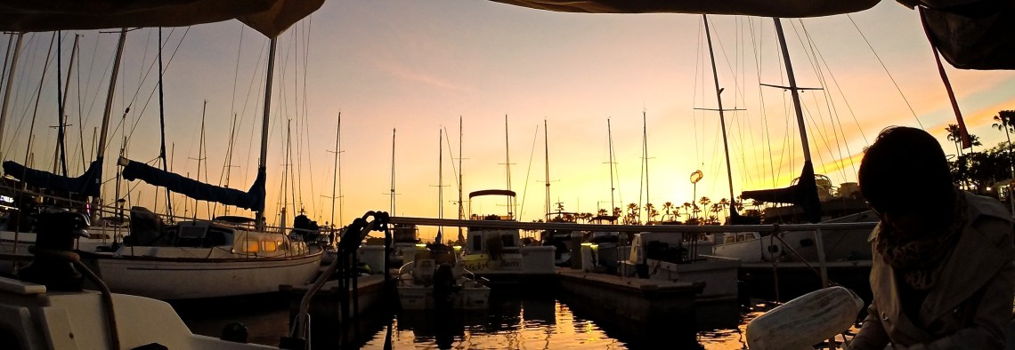 Sailing at Sunset in Long Beach, California